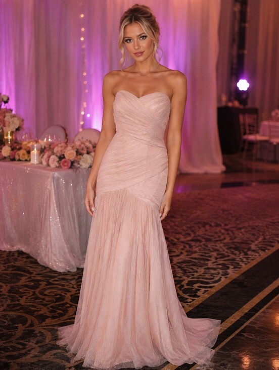 Vera Wang Dresses & Skirts - Vintage Vera Wang White Strapless Blush Pink Tulle Evening Gown